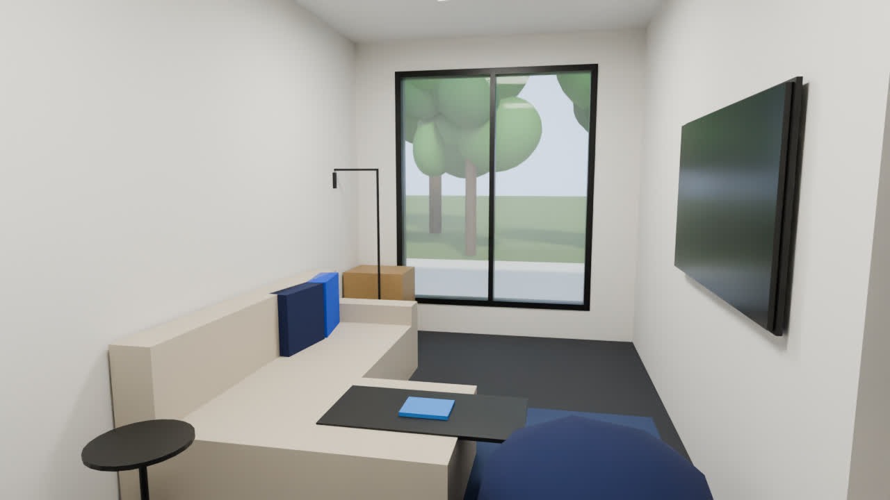 Chill room: sofa L, pufy, TV
