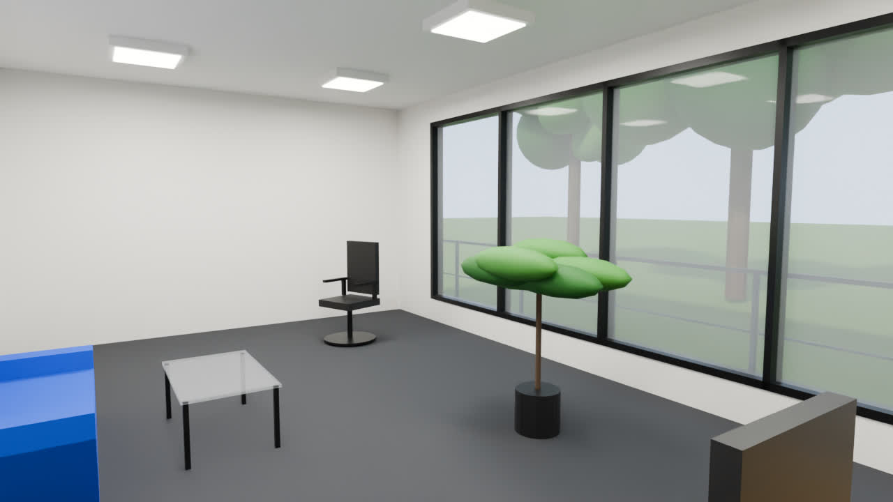 Pokój plant managera: sofa, panele drewniane, okno